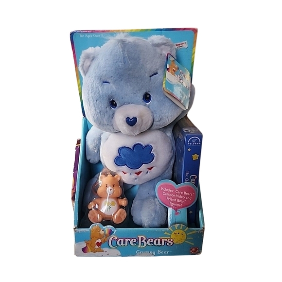 Vintage 2002 Care Bear Love-a-Lot Plush Bundle w/ VHS Tapes & Keychains - Picture 3 of 16